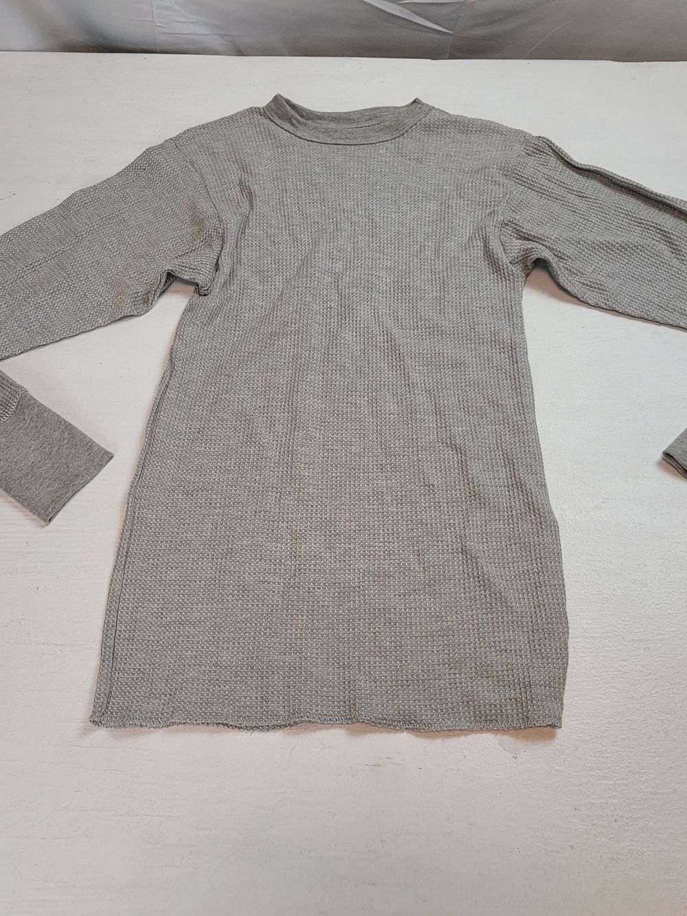 Light Gray Waffle Knit Long Sleeve Top